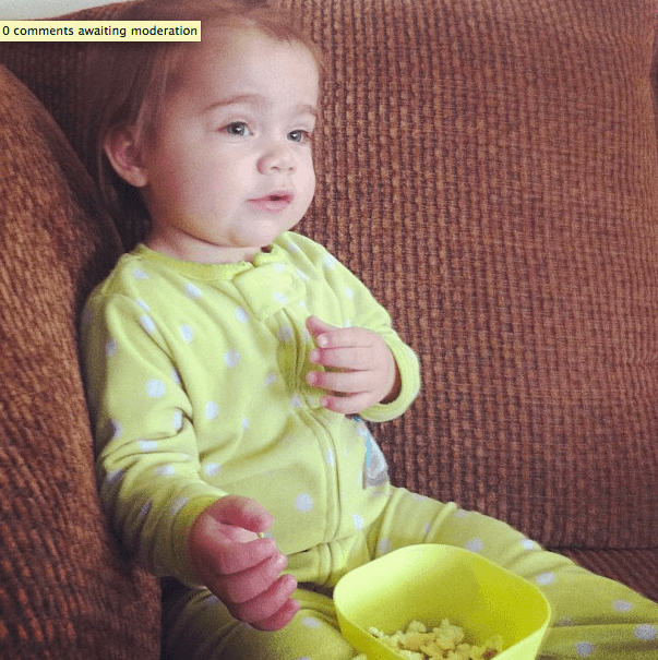 Grandma spoils Eva with popcorn and Mickey... she's never going to want to leave :)